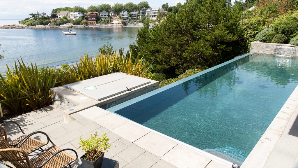 An infinity pool meets the ocean. 